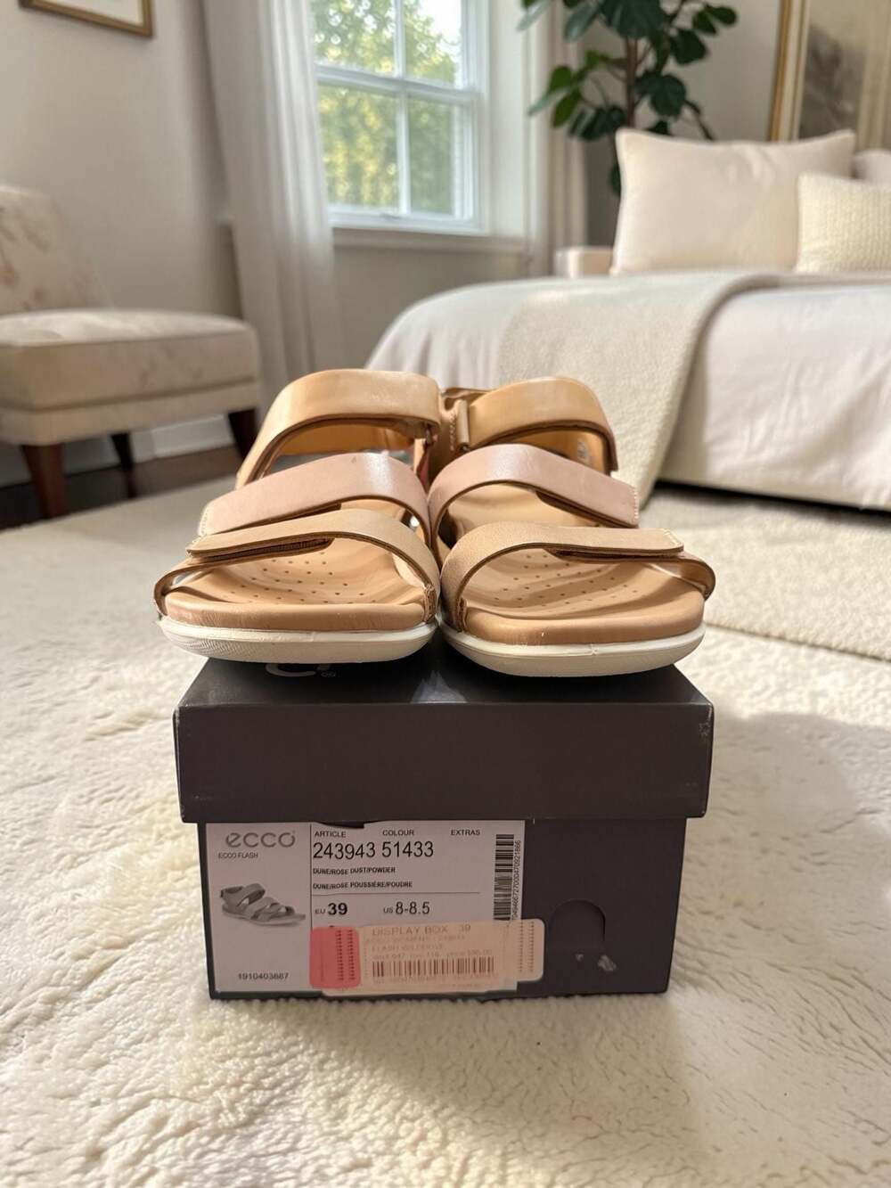 ECCO Flash Women's Sandals Size 39 (US 8-8.5) Dune/Rose Dust